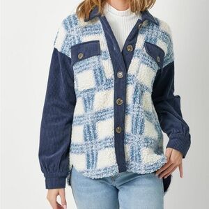 Blue and White Plaid Women's Jacket “Mystree” Brand